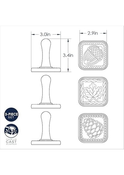 Ware Springerle Kurabiye Pulları, 3'lü Set, Ahşap Saplı fırsatları