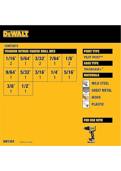 DW1354 14 Parçalı Titanyum Matkap Ucu Seti, Gümüş, fiyatları