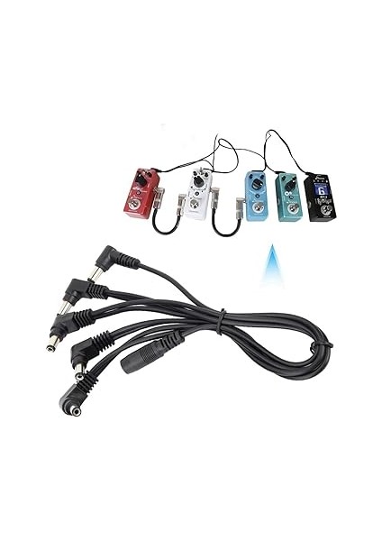 Gitar Efekt Pedal Kablosu, 5 Yollu Gitar Kablosu Multiplug Gitar Efekt Pedalı Gitar Efektleri Için Güç Kablosu Güç Kaynağı Adaptörü Splitter indirimleri
