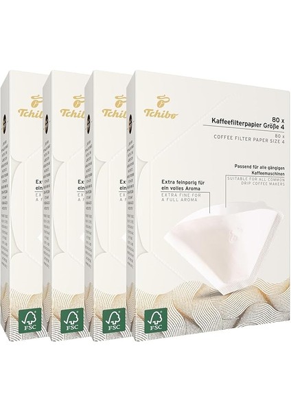 4 x 80 Adet Filtre Kahve Kağıdı