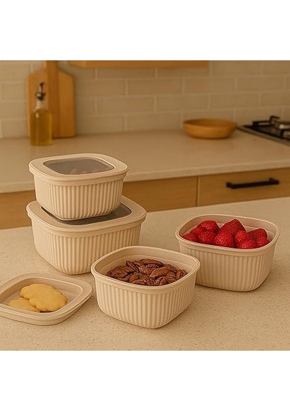 Renkli Kilitli Kapaklı Saklama Kabı Difrize Mikrodalga ve Buzdolabı Uyumlu Düzenleyici (Bej) fiyatları