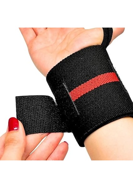 Ağırlık Destek Bilekliği Güç Bileklik Kaldırma Için Bilek Kayışları Fitness Bilek Bandajı 2 Adet Siyah/kırmızı indirimleri