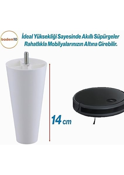 Adet Plastik Ayak 14 cm Mobilya Sehpa Kanepe Ünitesi Koltuk Ayağı Baza Ayakları Beyaz Aparat Dahil modelleri