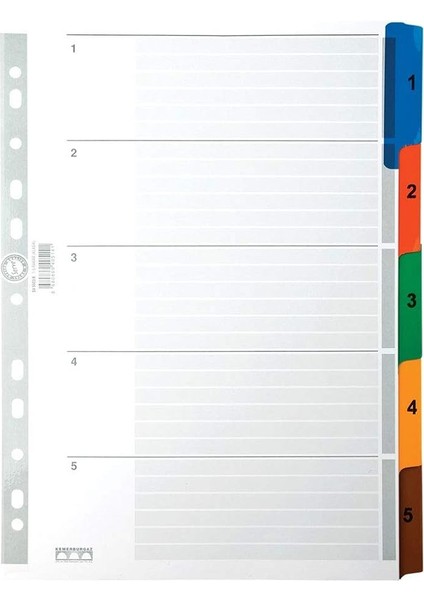 Karton Ayrac Klasik 1-5 Rakam A4