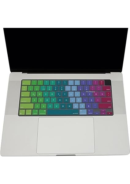Macbook Air Pro M1-M2-M3 Klavye Koruyucu (Us To Tr) Touchıd'li A2681 A3113 A2941 A3114 A2442 A2779 A2992 A2918 A2485 A2780 A2991 ile Uyumlu Dazzle Pembe Yeşil fırsatları