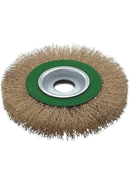 T 27704/125 Saçaklı Daire Fırça, Yeşil/gri/prinç, 125 mm