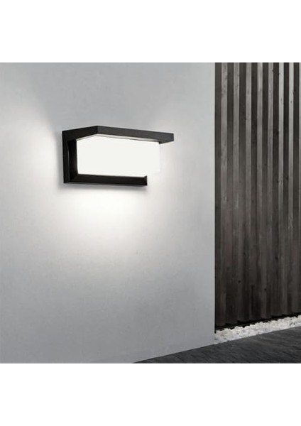 Geldi Bahçe Aydınlatması LED Işık 12W LED Aydınlatma Zita Ultra Şapkalı Bahçe Duvar Aplik Su Geçirmez (Beyaz Işık - 6500K)