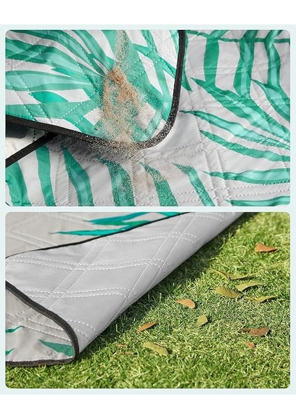 Piknik Örtüsü, 200 x 200 Cm, Büyük, Kamp Örtüsü, Park, Bahçe, Plaj Için, Su Geçirmez, Makinede Yıkanabilir, Katlanabilir, Gri Tropik Eğrelti Otlu GCM001G02 indirimleri