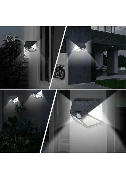 100 Ledli 3 Farklı Aydınlatma Ayarlı Solar Güneş Enerjili Hareket Sensörlü Bahçe Duvar Lambası indirimleri