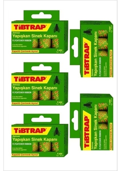 5'li Tibtrap Yapışkan Sinek Bandı Karasinek Haşere Tuzağı Zehirsiz