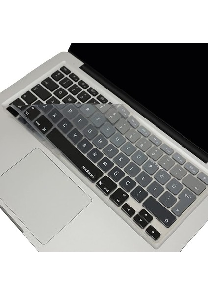 Macbook Air Pro Klavye Koruyucu (Türkçe Q) Ombre (Eski Usb’li Model 2008/2017 Yılı) ile Uyumlu Siyah Gri