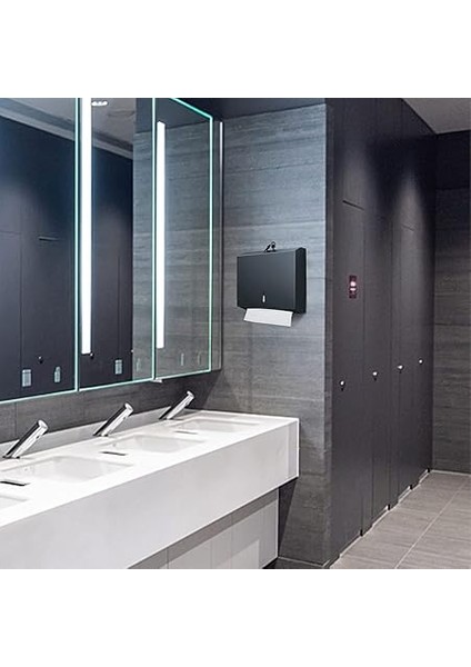 Kağıt Havlu Dispenseri Duvara Monte Ticari, C Katlı Çok Katlı El Kağıdı Havlu Dispenseri, Paslanmaz Çelik Doku Tutucu (Mat Siyah) indirimleri