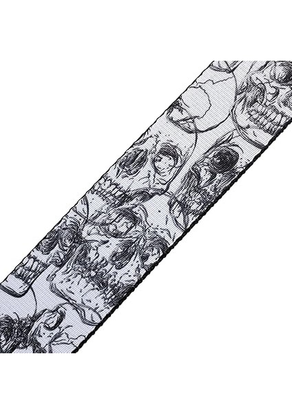 Süblimasyon Gitar Askısı (Polyester, Yakl. 5 cm Genişliğinde) Siyah Beyaz Kafatası fırsatları