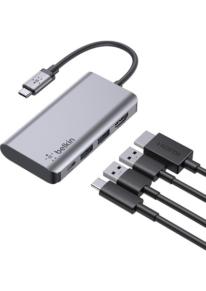 USB C 4'ü 1 Arada Çok Bağlantı Noktalı Adaptör (4k Hdmı, Usb-C 100W Pd Geçişli Şarj ve Daha Fazlası Için 2 x USB A Bağlantı Noktası Ile)