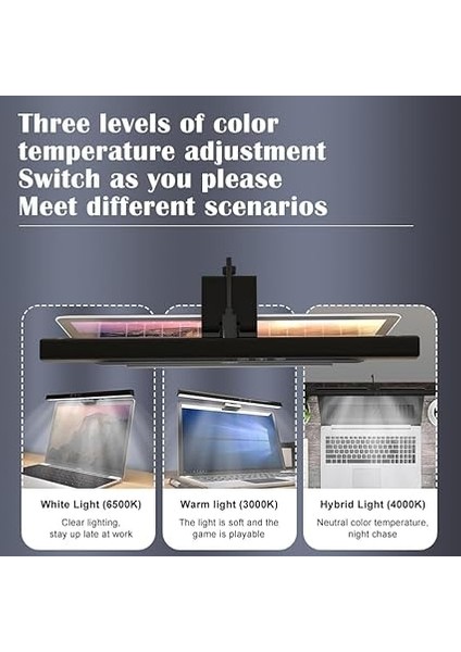 Monitör Işığı, 3 Renk Sıcaklığı (3000K-6500K), Göz Korumalı, Yansımasız, USB Bilgisayar Ekran Lambası 30CM fiyatları