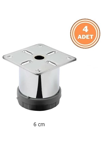 4 Adet Mobilya Ayağı Metal 6 cm Alttan Ayarlı 42 mm Krom Ayak modelleri