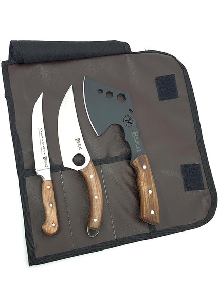 Kamp Bıçak Balta Seti Çantalı 4 Parça Kamp Mutfak Seti