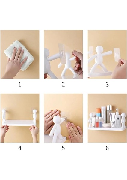 3 Lü Banyo Mutfak Organizer Şampuan Kozmetik Baharat Kavanoz Düzenleyici Yapışkanlı Raf Çöp Adam fırsatları