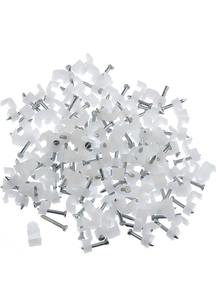 Beton Çivili Kablo Tutucu Kroşe No 2 50 Adet, Beyaz