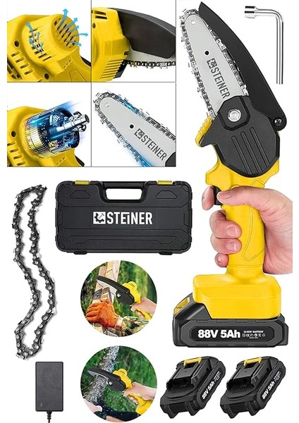 Alman 88 V 5 Ah Akülü Dal Kesme Budama Testere Bıçkı Makinesi Çift Akülü Çantalı 10 cm Pala Zincir - ST0518R215400347 fiyatları