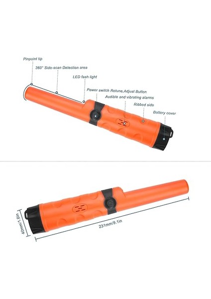 Pinpointer Metal Dedektörü, Hazine Avcılık Aracı Buzzer Titreşimli Taşınabilir Pim Işaretçi LED Göstergeleri ve Kemer Kılıfı ile (Turuncu) fiyatları