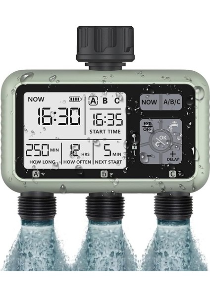 3 Bölgeli Su Zamanlayıcı, Yağmur Gecikmeli Bahçe Hortumu Zamanlayıcı, Manuel Sulama, Çim, Bahçe, Havuz Için Programlanabilir Yağmurlama Zamanlayıcısı