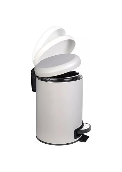 Paslanmaz Elit Pedallı Çöp Kovası Beyaz 3 Lt (000300-2)