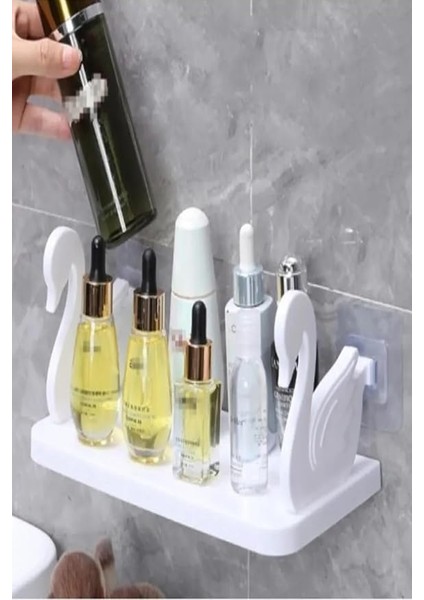 Kuğu Tasarımlı Kendinden Yapışkanlı Pratik Raf 1 Adet