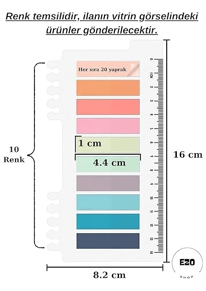 Post It 10 Renkli 200 Yaprak Şeffaf Yapışkan Not Kağıtları Sticky Notes Etiket Not Defteri Kitap Ayracı Gökkuşağı Serisi (Gül Kokusu) modelleri