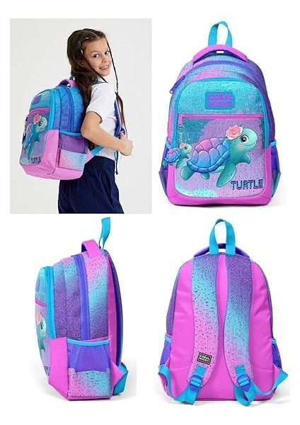 High Kız Çocuk Ilkokul ve Ortaokul Sırt Çantası - Mavi Pembe Kaplumbağa modelleri
