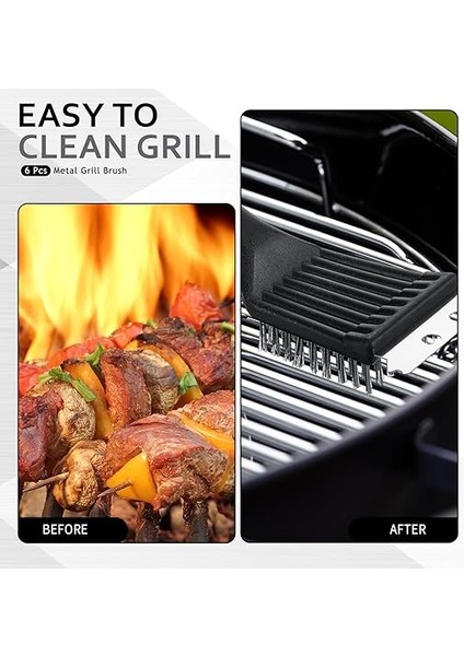 6 Adet 8 Inç Izgara Fırçası Hurda Siyah Izgara Fırçalama Fırçası Paslanmaz Çelik Tel Izgara Temizleyici Fırça Barbekü Temizleyici Aksesuarları Kapalı Açık Izgara Kaldırmak Yağ Yanmış Gıda indirimleri