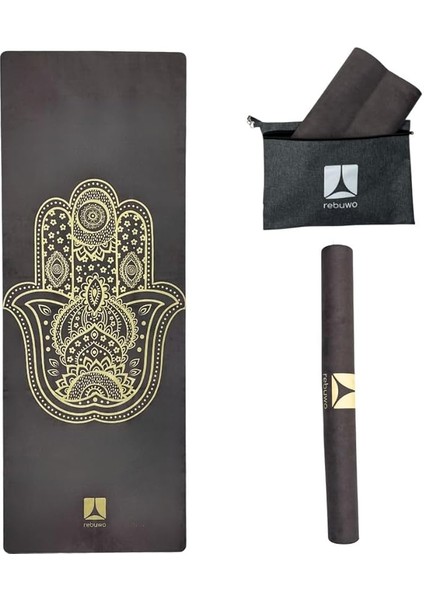 Katlanabilir Hafif 1mm Seyahat Yoga Matı Taşıma Çantası ile Kaymaz Süet Egzersiz Matı Gri Kahve