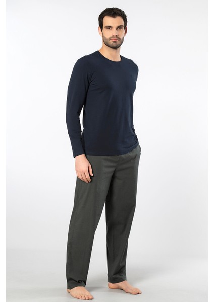 Erkek Poplin O Yaka Uzun Kollu Pijama Takımı 2239/YEŞIL 5 fiyatları