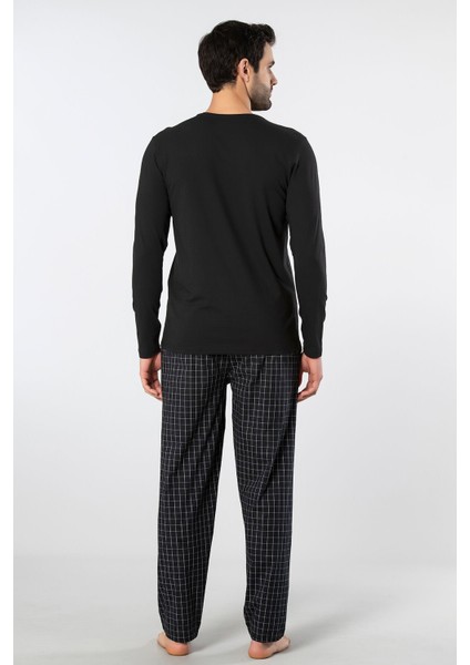 Erkek Poplin O Yaka Uzun Kollu Pijama Takım 2239/SIYAH 2 modelleri