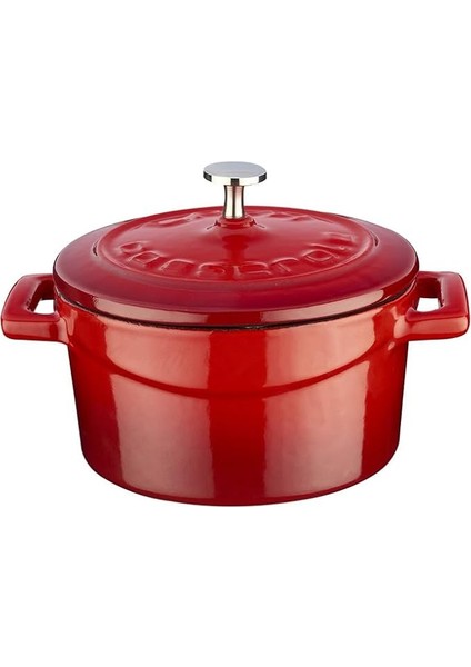 Metal Döküm Mini Tencere, Trendy, 10 Cm, 0.35 L Hacim, Kırmızı