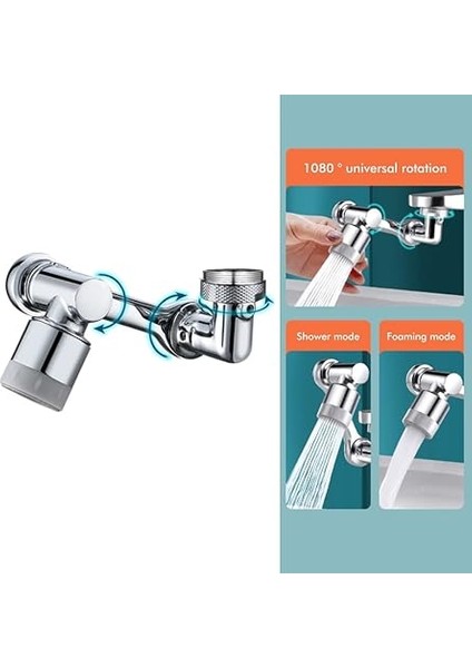 1080 ° Döner Lavabo Musluk Uzatıcı, Musluk Havalandırıcı, Evrensel Döner Büyük Açılı Döner Robot Kol Su Başlığı Musluk Adaptörü, Musluklar indirimleri