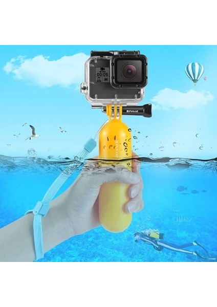 Mobile Puluz Hero Gopro Uyumlu Bobber Şamandıra Su Altı Monopod Sarı