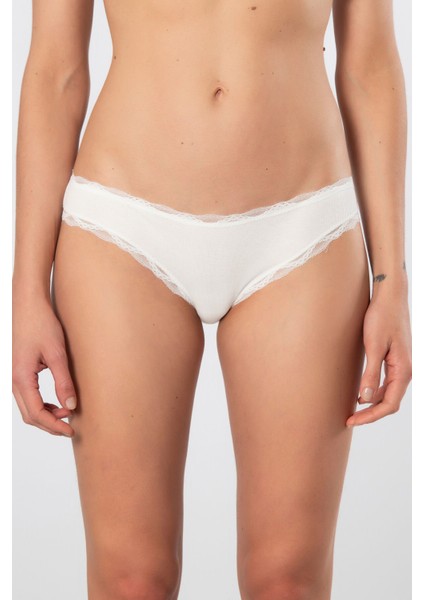 Kadın Likralı Ribana Dantelli Bikini Külot 2'li Paket 928/EKRU fiyatları