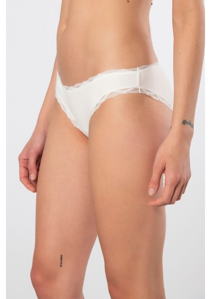 Kadın Likralı Ribana Dantelli Bikini Külot 2'li Paket 928/EKRU modelleri