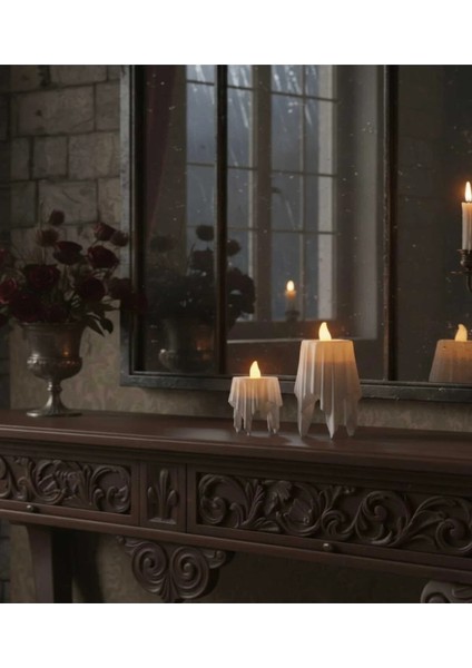 3D Dekoratif Bohem Uçan Beyaz Mumlar Tealight Mum Hediyeli ( Yükseklik = 8 cm , En = 4,5 cm ) fiyatları
