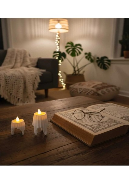 3D Dekoratif Bohem Uçan Beyaz Mumlar Tealight Mum Hediyeli ( Yükseklik = 8 cm , En = 4,5 cm ) modelleri