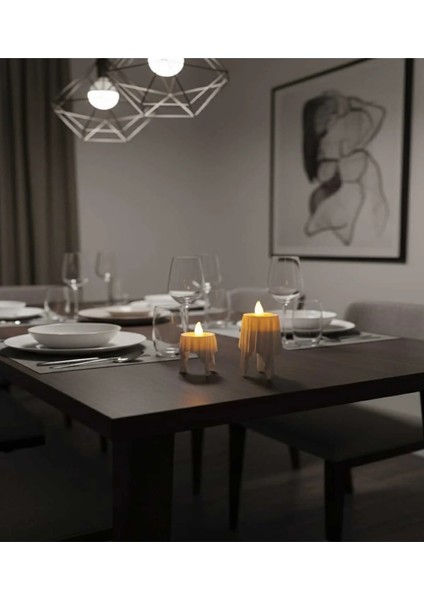 3D Dekoratif Bohem Uçan Beyaz Mumlar Tealight Mum Hediyeli ( Yükseklik = 8 cm , En = 4,5 cm ) indirimleri