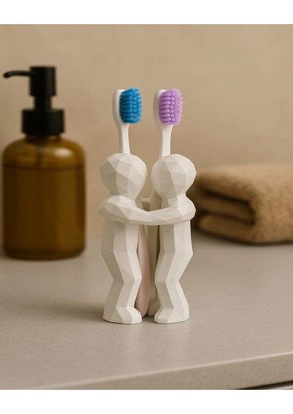 Çiftler Için 3D Hediyelik Diş Fırçalığı Minimalist Banyo Aksesuarı Geri Dönüştürülmüş Pla 13 x 9 cm fiyatları