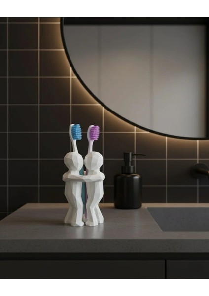Çiftler Için 3D Hediyelik Diş Fırçalığı Minimalist Banyo Aksesuarı Geri Dönüştürülmüş Pla 13 x 9 cm fırsatları