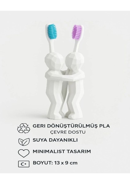 Çiftler Için 3D Hediyelik Diş Fırçalığı Minimalist Banyo Aksesuarı Geri Dönüştürülmüş Pla 13 x 9 cm indirimleri