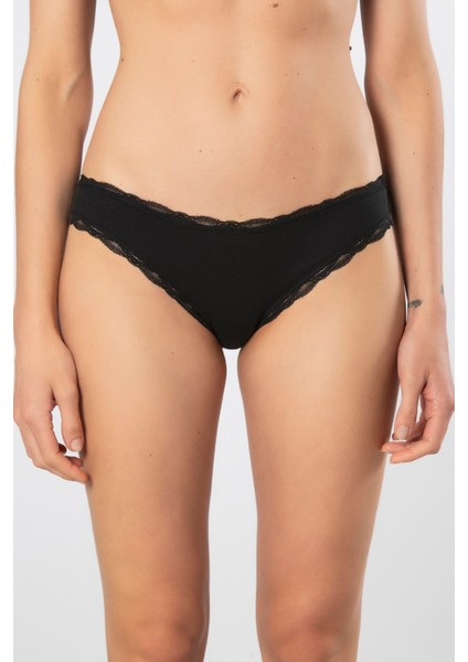 Kadın Likralı Ribana Dantelli Bikini Külot 2'li Paket 928/SIYAH fiyatları