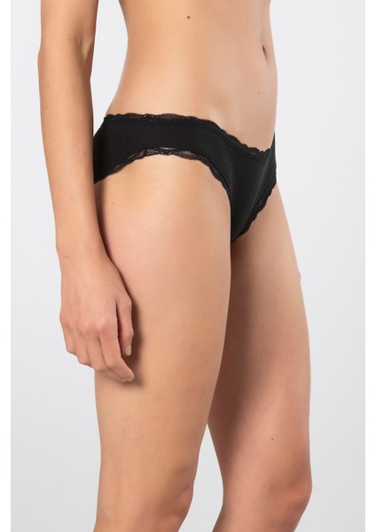 Kadın Likralı Ribana Dantelli Bikini Külot 2'li Paket 928/SIYAH modelleri