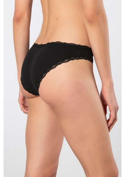 Kadın Likralı Ribana Dantelli Bikini Külot 2'li Paket 928/SIYAH fırsatları