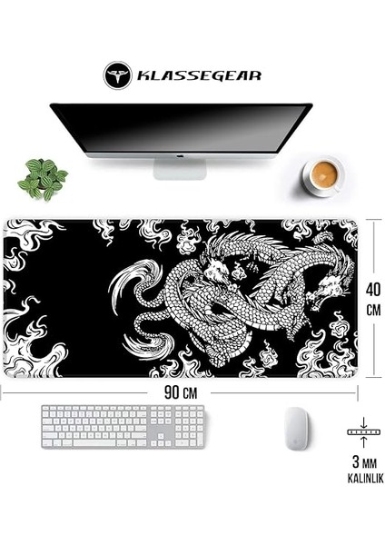 Pro - 10 Farklı Model Dikişli Kenar 90X40 cm Oyuncu Gaming Mouse Pad (Dragon Knot, 90X40 Cm) fiyatları