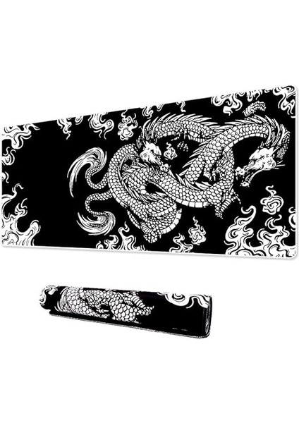 Pro - 10 Farklı Model Dikişli Kenar 90X40 cm Oyuncu Gaming Mouse Pad (Dragon Knot, 90X40 Cm) modelleri